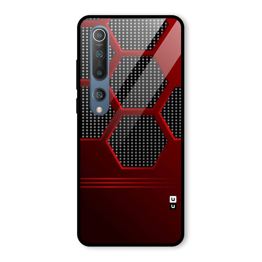 Red Black Hexagons Glass Back Case for Mi 10