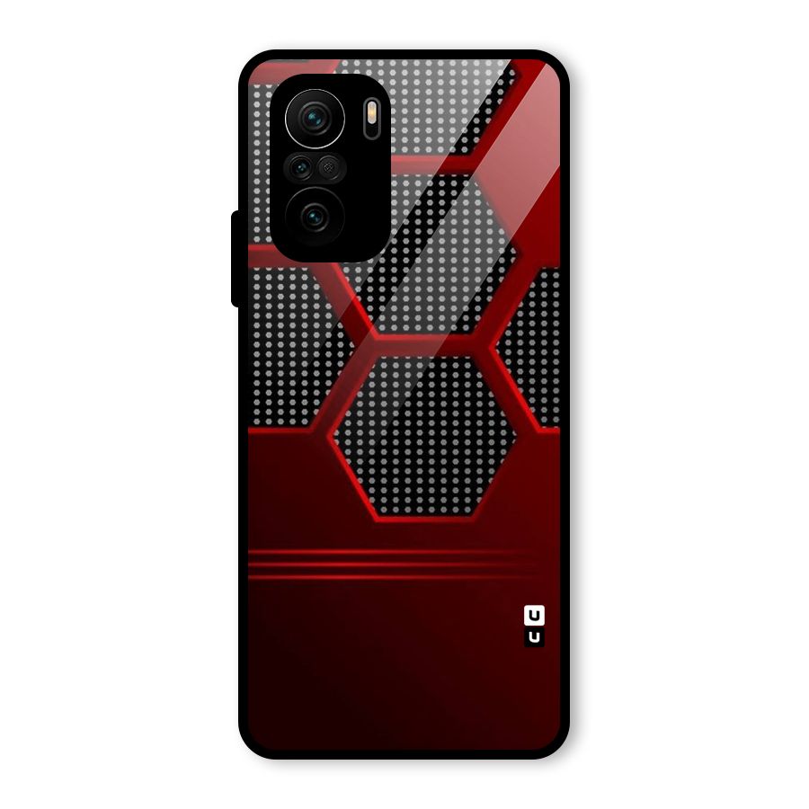 Red Black Hexagons Glass Back Case for Mi 11X Pro
