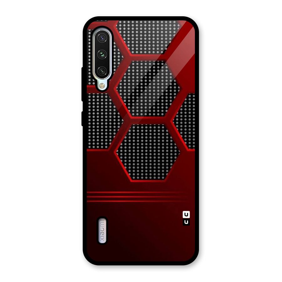Red Black Hexagons Glass Back Case for Mi A3
