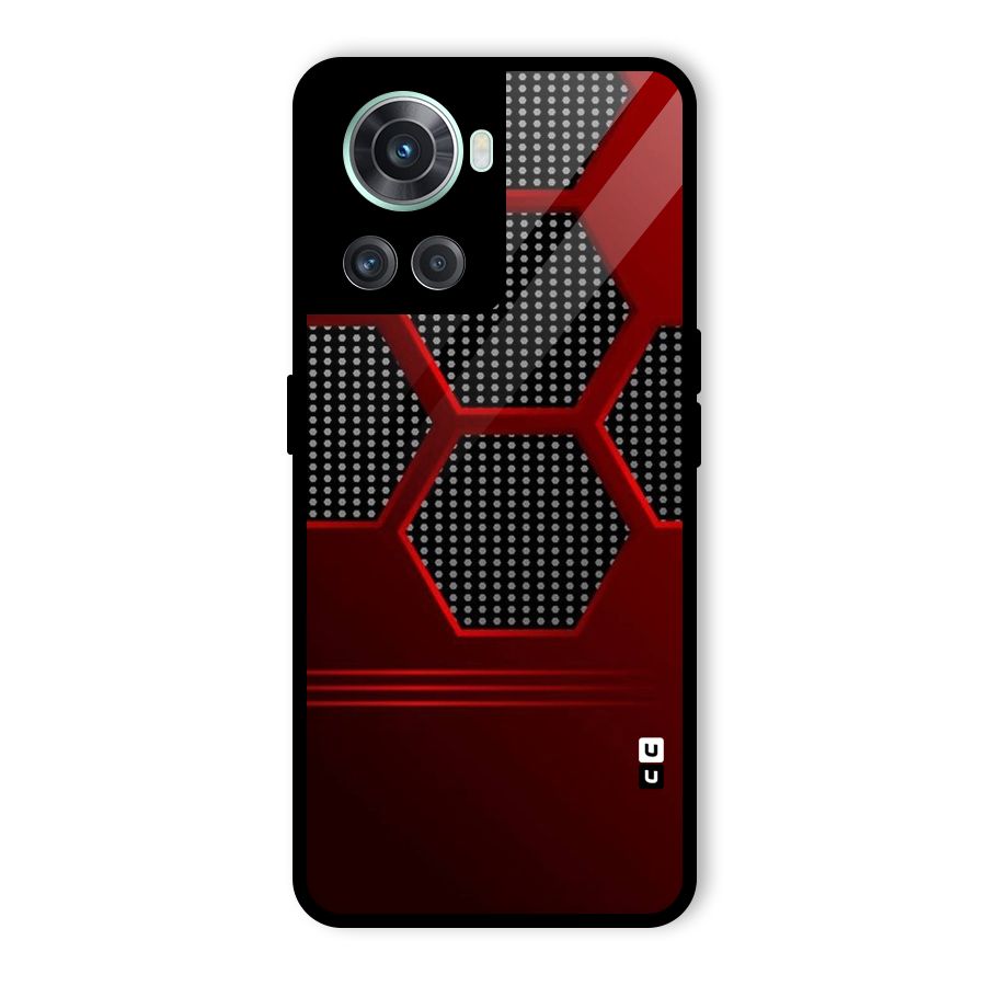 Red Black Hexagons Glass Back Case for OnePlus 10R