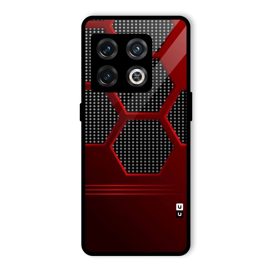 Red Black Hexagons Glass Back Case for OnePlus 10 Pro 5G