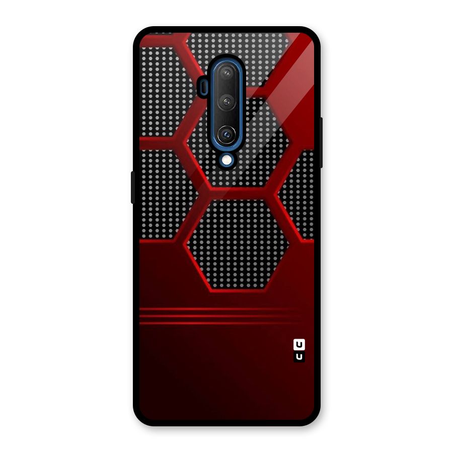 Red Black Hexagons Glass Back Case for OnePlus 7T Pro