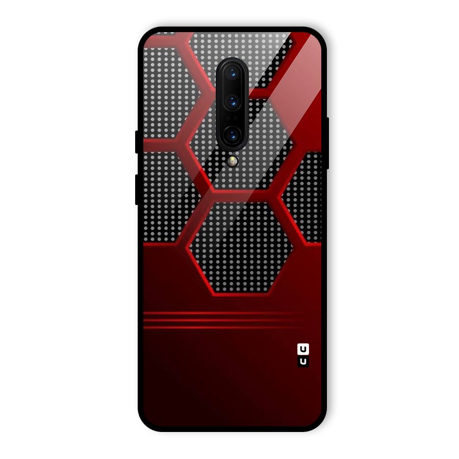 Red Black Hexagons Glass Back Case for OnePlus 7 Pro