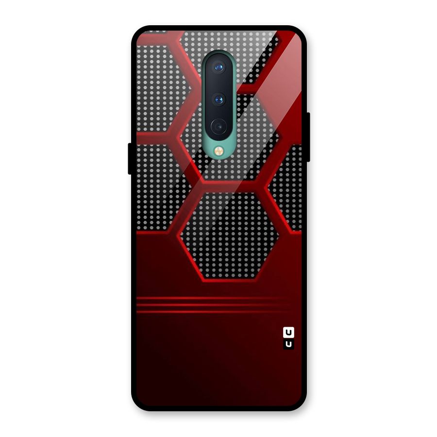 Red Black Hexagons Glass Back Case for OnePlus 8