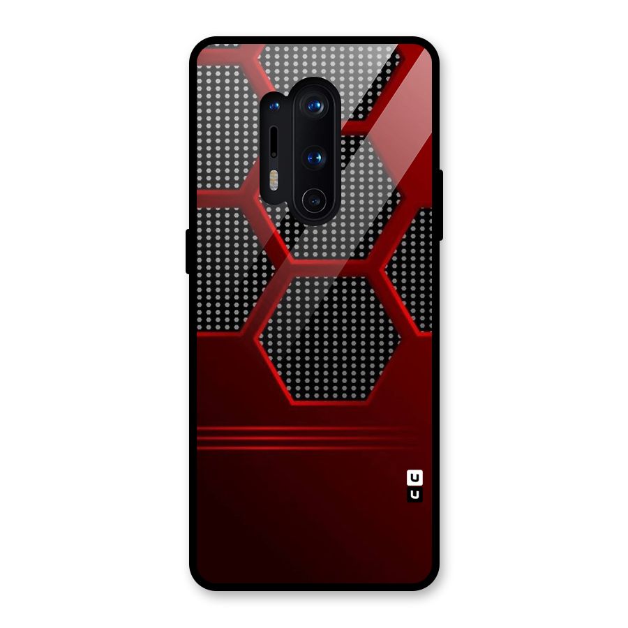 Red Black Hexagons Glass Back Case for OnePlus 8 Pro