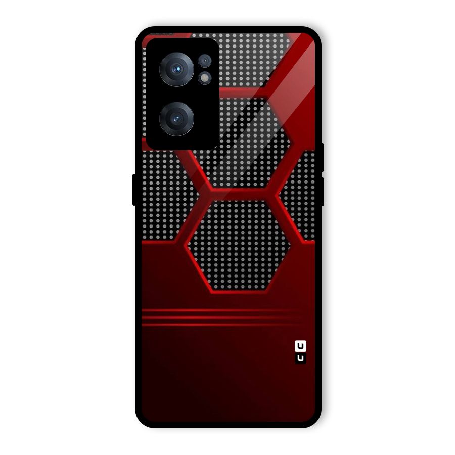 Red Black Hexagons Glass Back Case for OnePlus Nord CE 2 5G