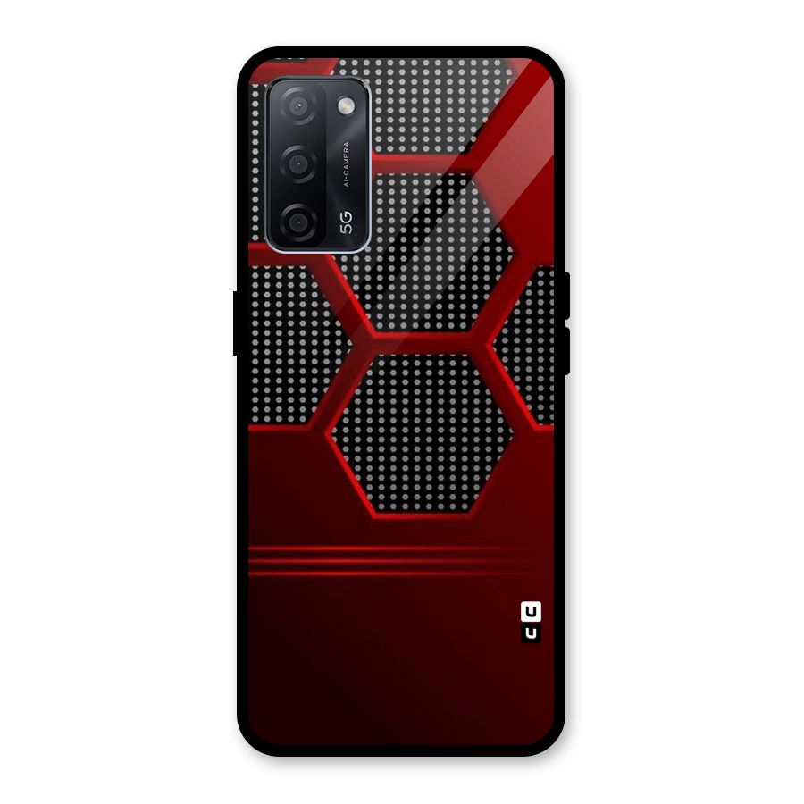 Red Black Hexagons Glass Back Case for Oppo A53s 5G