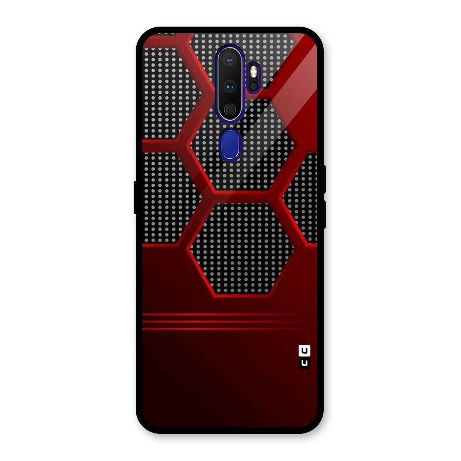 Red Black Hexagons Glass Back Case for Oppo A9 (2020)