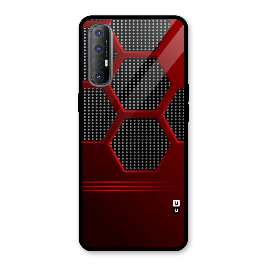Red Black Hexagons Glass Back Case for Oppo Reno3 Pro