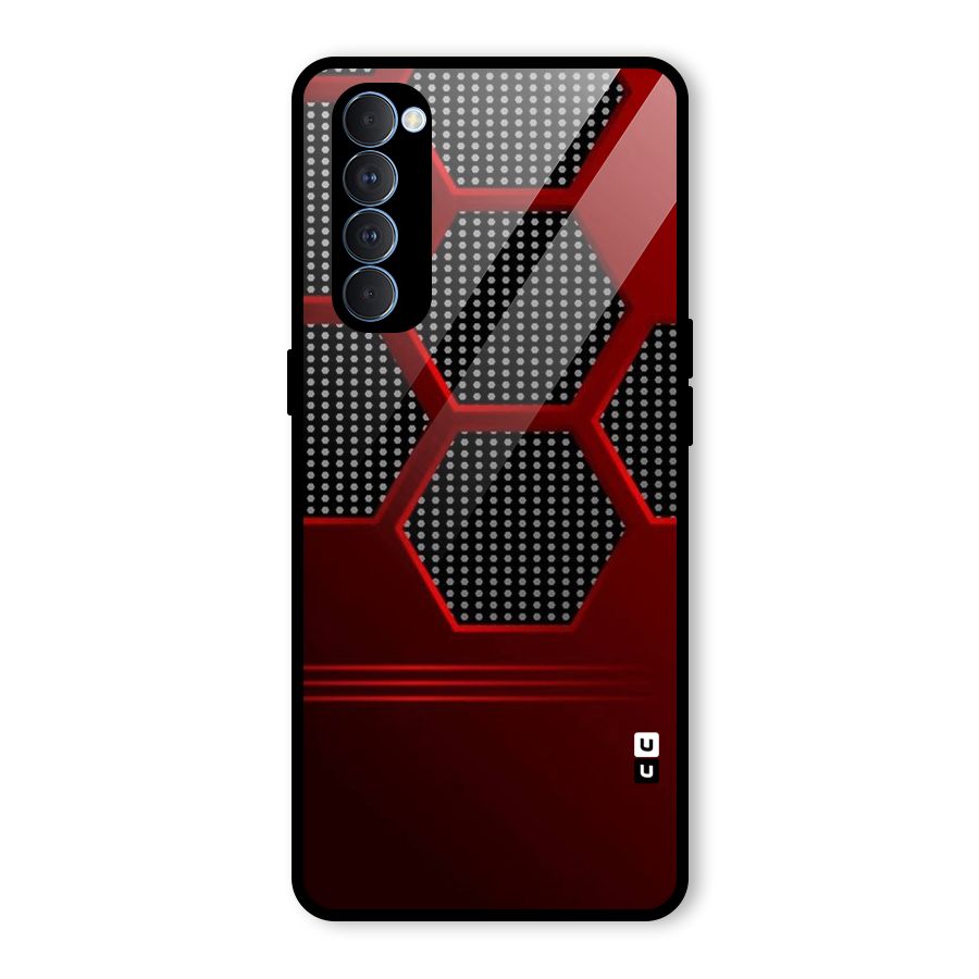 Red Black Hexagons Glass Back Case for Oppo Reno4 Pro