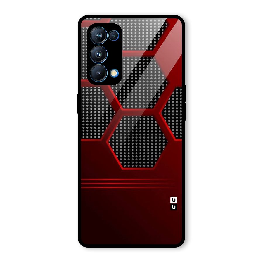 Red Black Hexagons Glass Back Case for Oppo Reno5 Pro 5G
