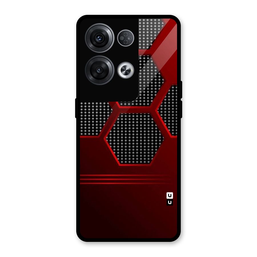 Red Black Hexagons Glass Back Case for Oppo Reno8 Pro 5G