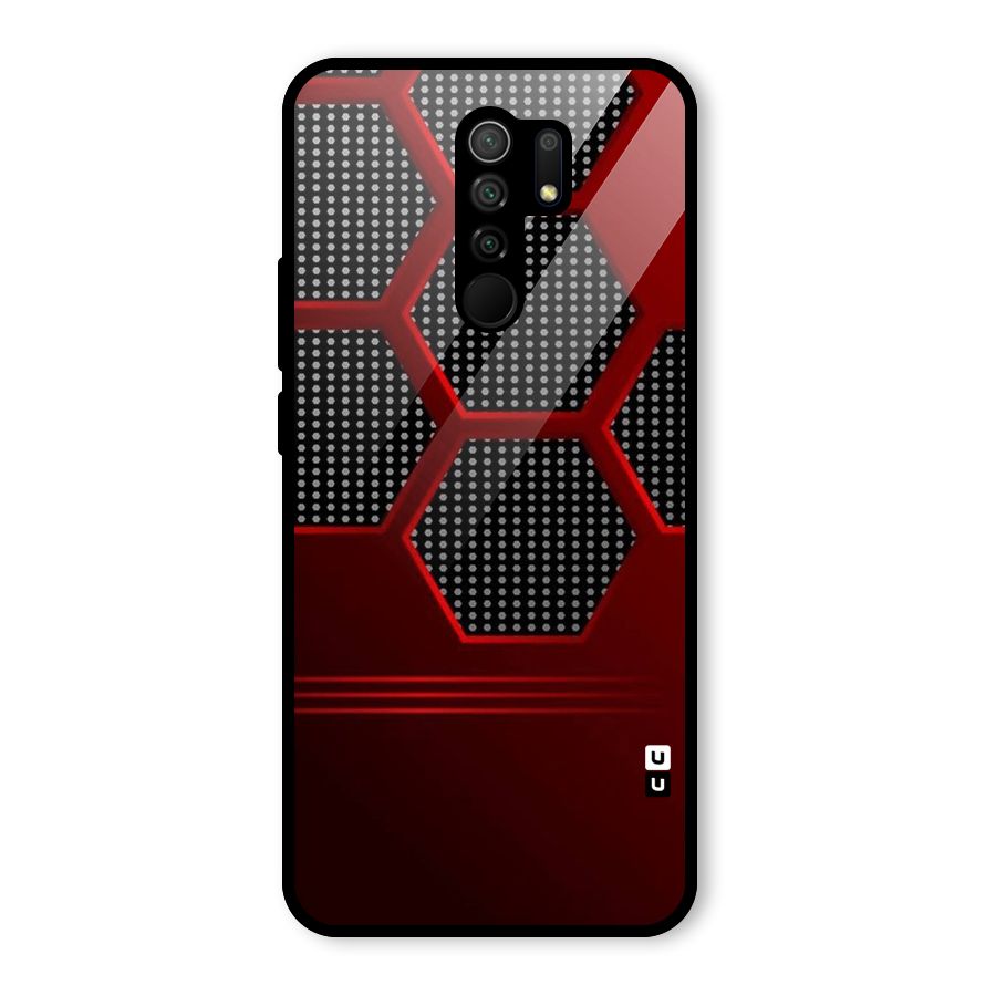 Red Black Hexagons Glass Back Case for Poco M2