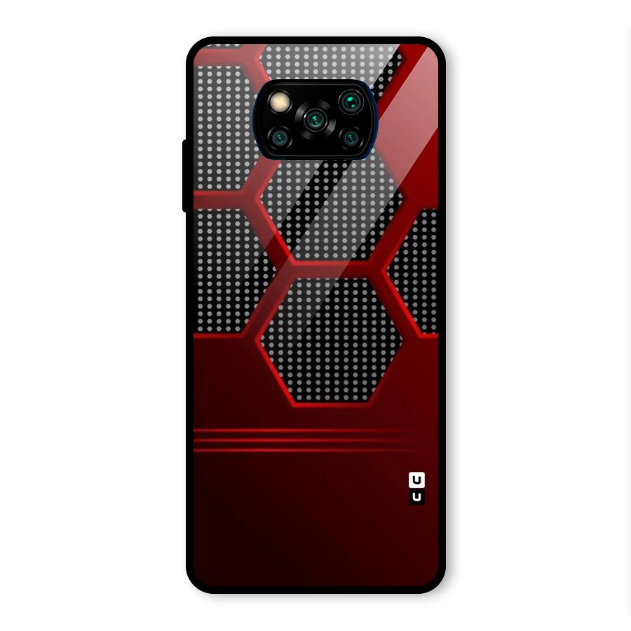 Red Black Hexagons Glass Back Case for Poco X3 Pro