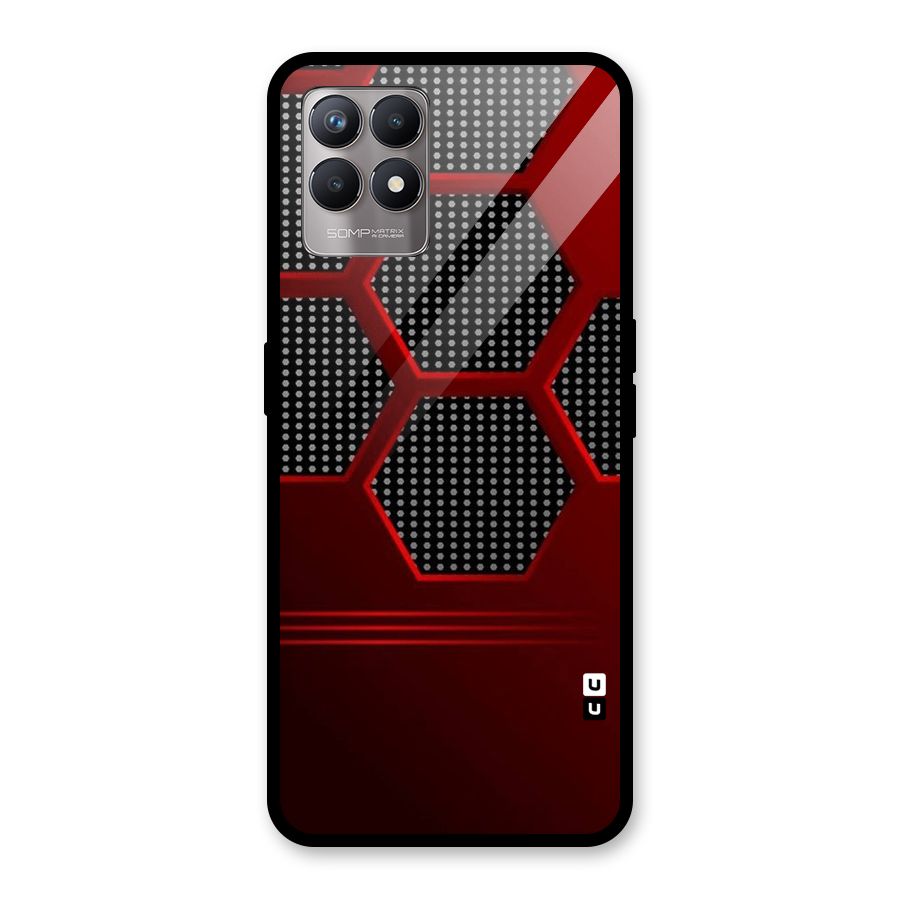 Red Black Hexagons Glass Back Case for Realme Narzo 50