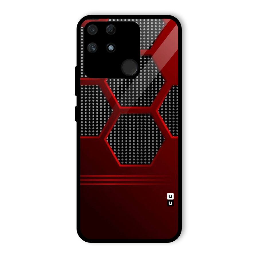 Red Black Hexagons Glass Back Case for Realme Narzo 50A