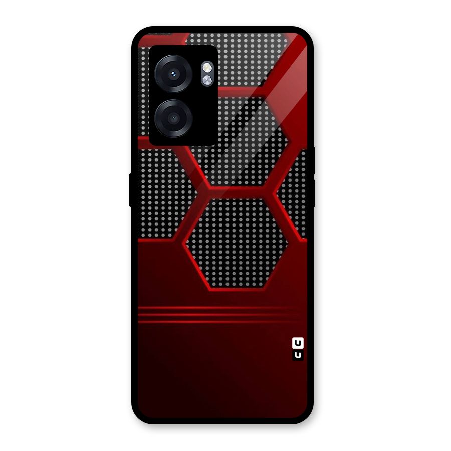 Red Black Hexagons Glass Back Case for Realme Narzo 50 5G