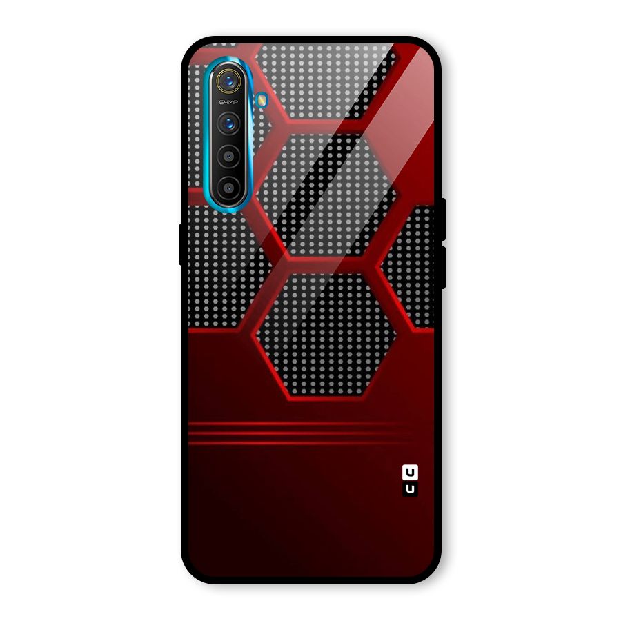Red Black Hexagons Glass Back Case for Realme X2