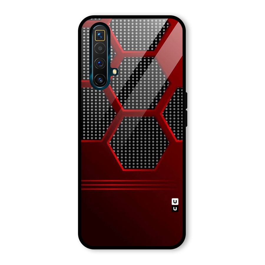 Red Black Hexagons Glass Back Case for Realme X3 SuperZoom