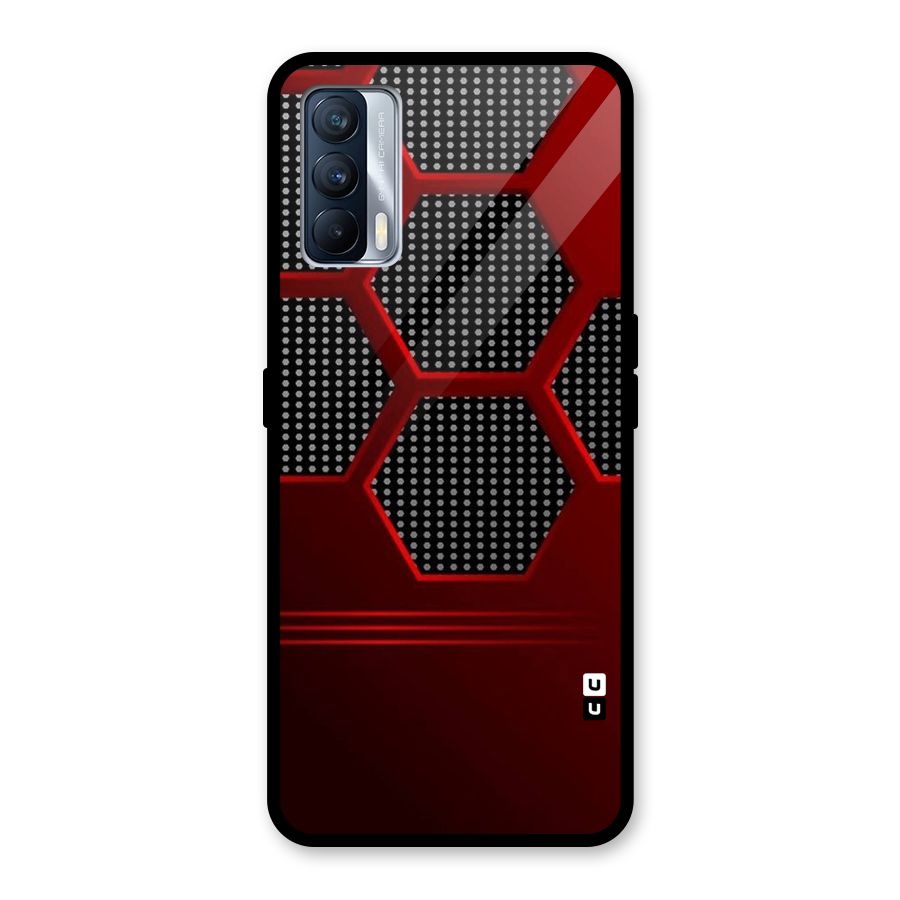 Red Black Hexagons Glass Back Case for Realme X7