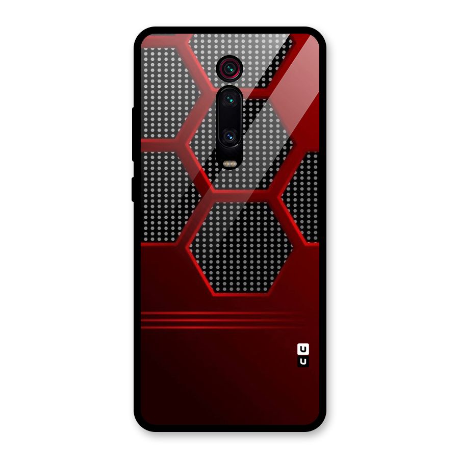 Red Black Hexagons Glass Back Case for Redmi K20