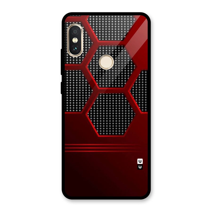 Red Black Hexagons Glass Back Case for Redmi Note 5 Pro