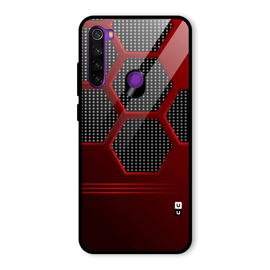 Red Black Hexagons Glass Back Case for Redmi Note 8