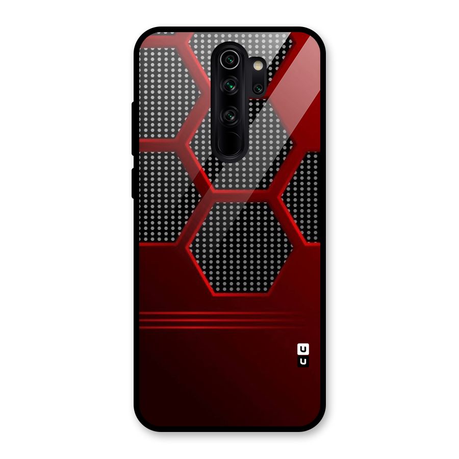 Red Black Hexagons Glass Back Case for Redmi Note 8 Pro