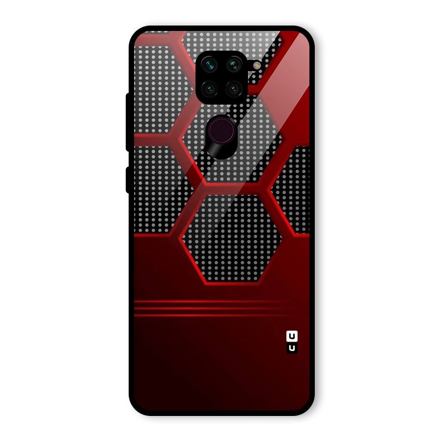 Red Black Hexagons Glass Back Case for Redmi Note 9