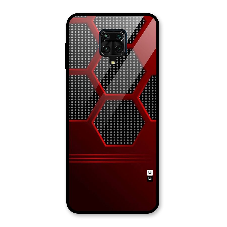 Red Black Hexagons Glass Back Case for Redmi Note 9 Pro