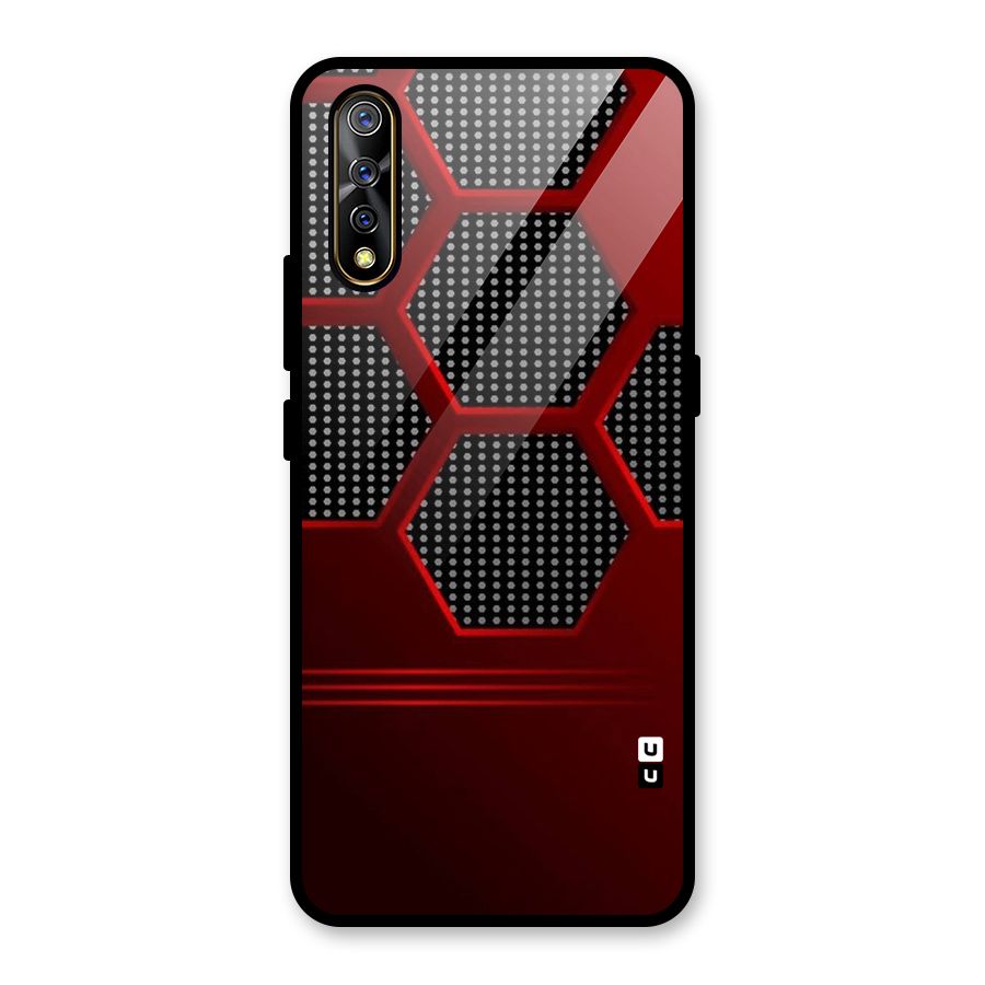 Red Black Hexagons Glass Back Case for Vivo S1