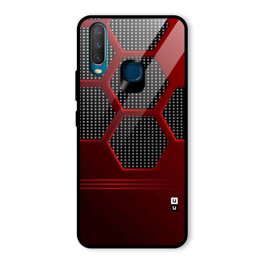 Red Black Hexagons Glass Back Case for Vivo U10