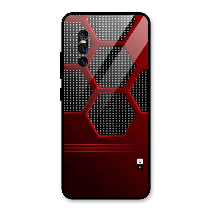 Red Black Hexagons Glass Back Case for Vivo V15 Pro
