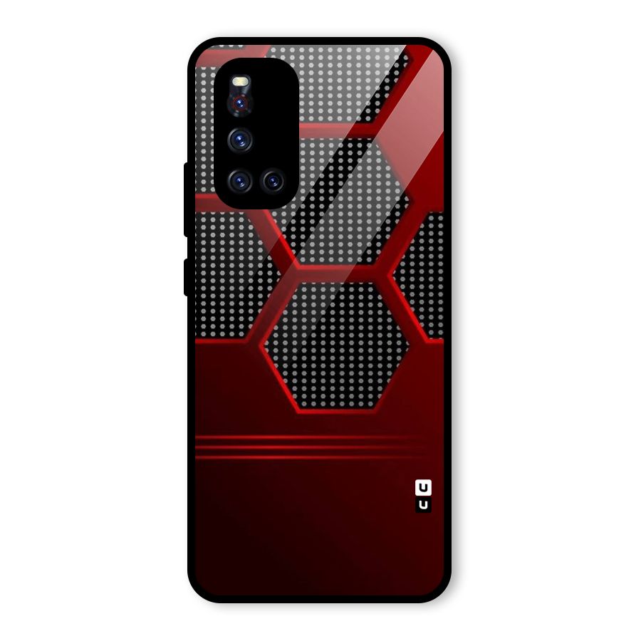 Red Black Hexagons Glass Back Case for Vivo V19