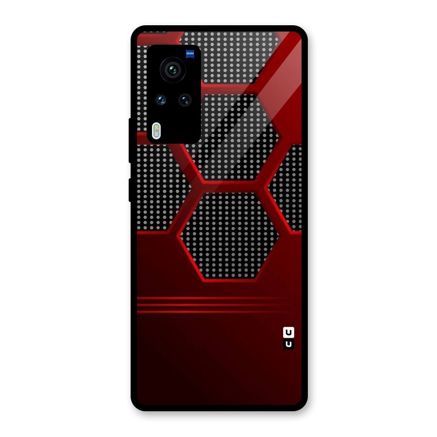 Red Black Hexagons Glass Back Case for Vivo X60 Pro