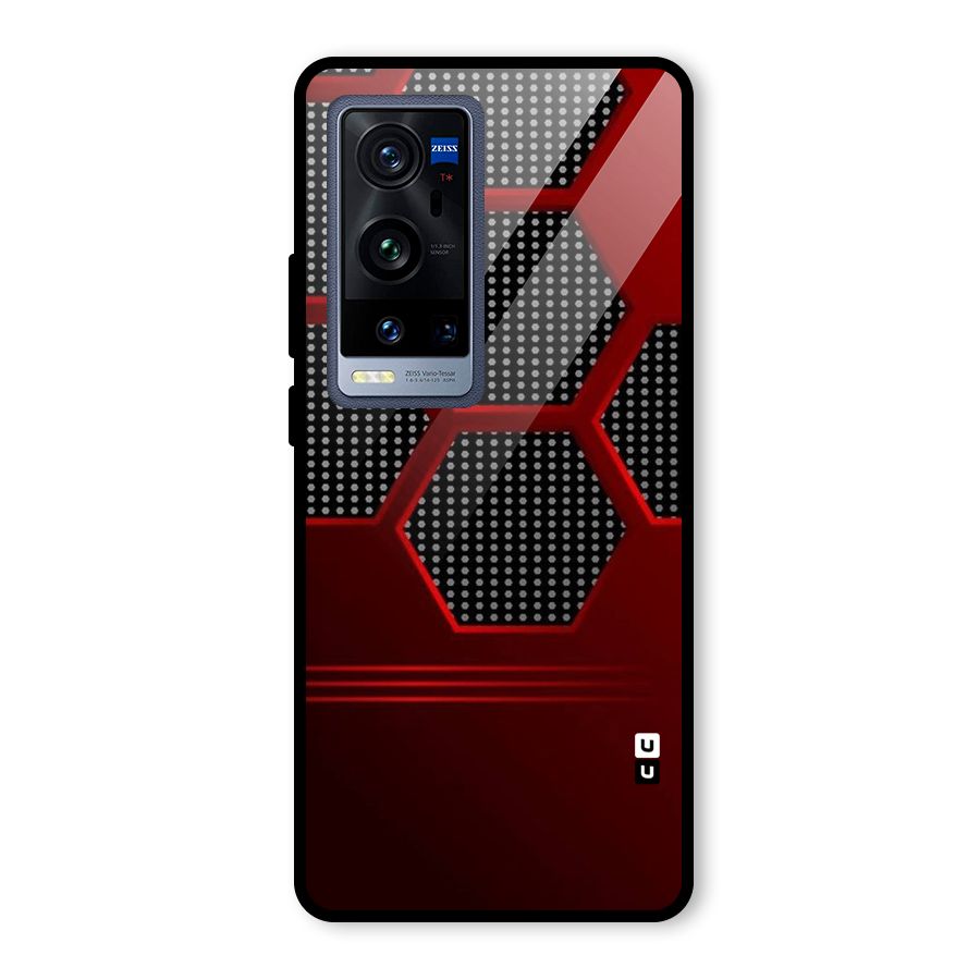 Red Black Hexagons Glass Back Case for Vivo X60 Pro Plus