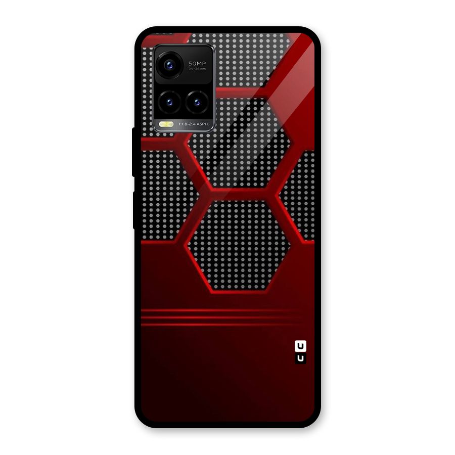 Red Black Hexagons Glass Back Case for Vivo Y21T