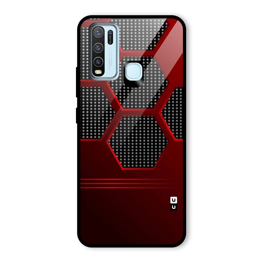 Red Black Hexagons Glass Back Case for Vivo Y30