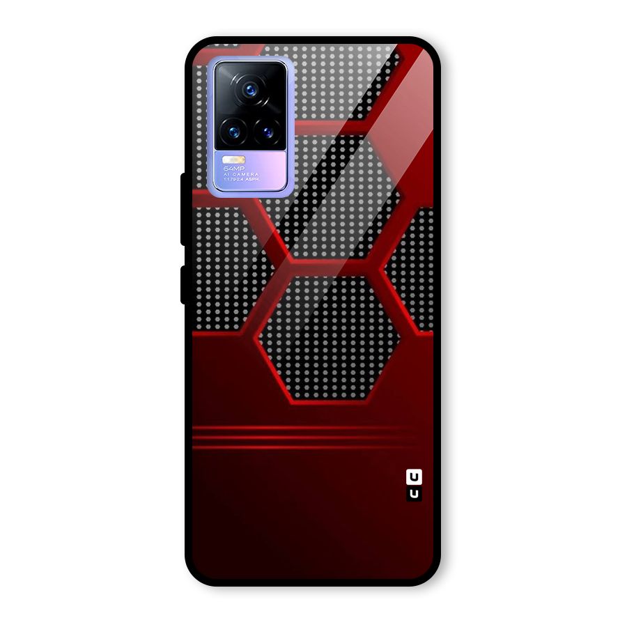Red Black Hexagons Glass Back Case for Vivo Y73