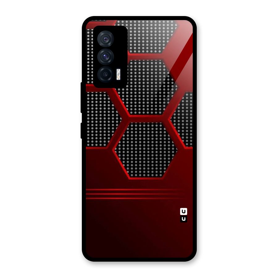 Red Black Hexagons Glass Back Case for Vivo iQOO 7 5G
