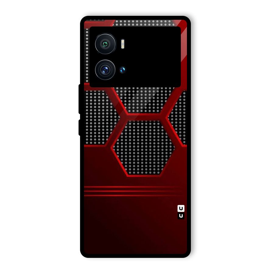 Red Black Hexagons Glass Back Case for Vivo iQOO 9 Pro