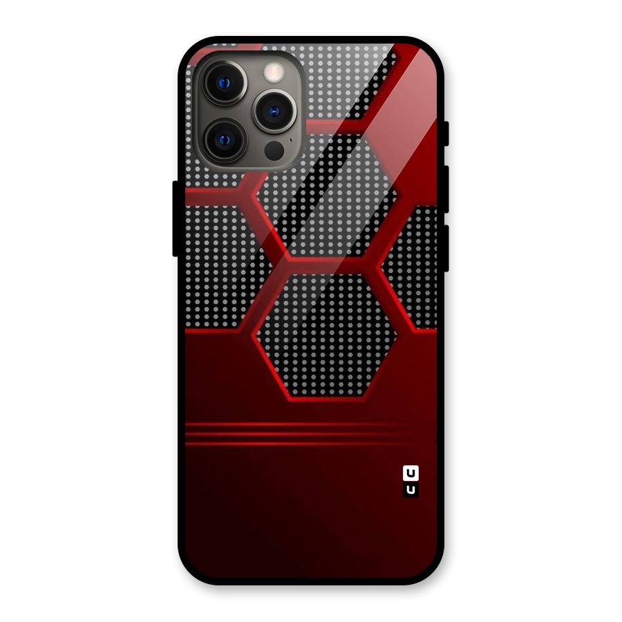 Red Black Hexagons Glass Back Case for iPhone 12 Pro Max