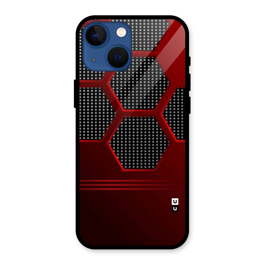 Red Black Hexagons Glass Back Case for iPhone 13 Mini