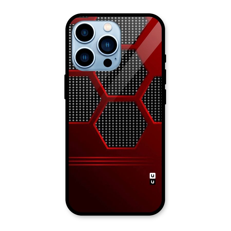 Red Black Hexagons Glass Back Case for iPhone 13 Pro
