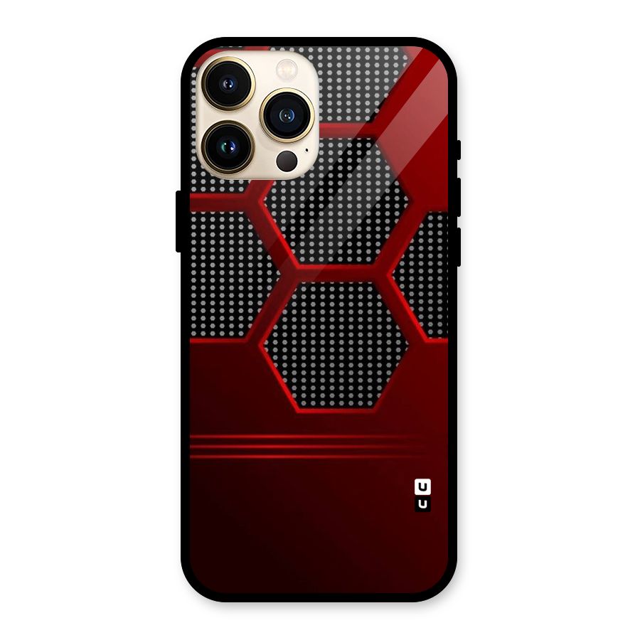 Red Black Hexagons Glass Back Case for iPhone 13 Pro Max