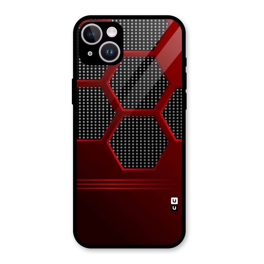 Red Black Hexagons Glass Back Case for iPhone 14 Plus