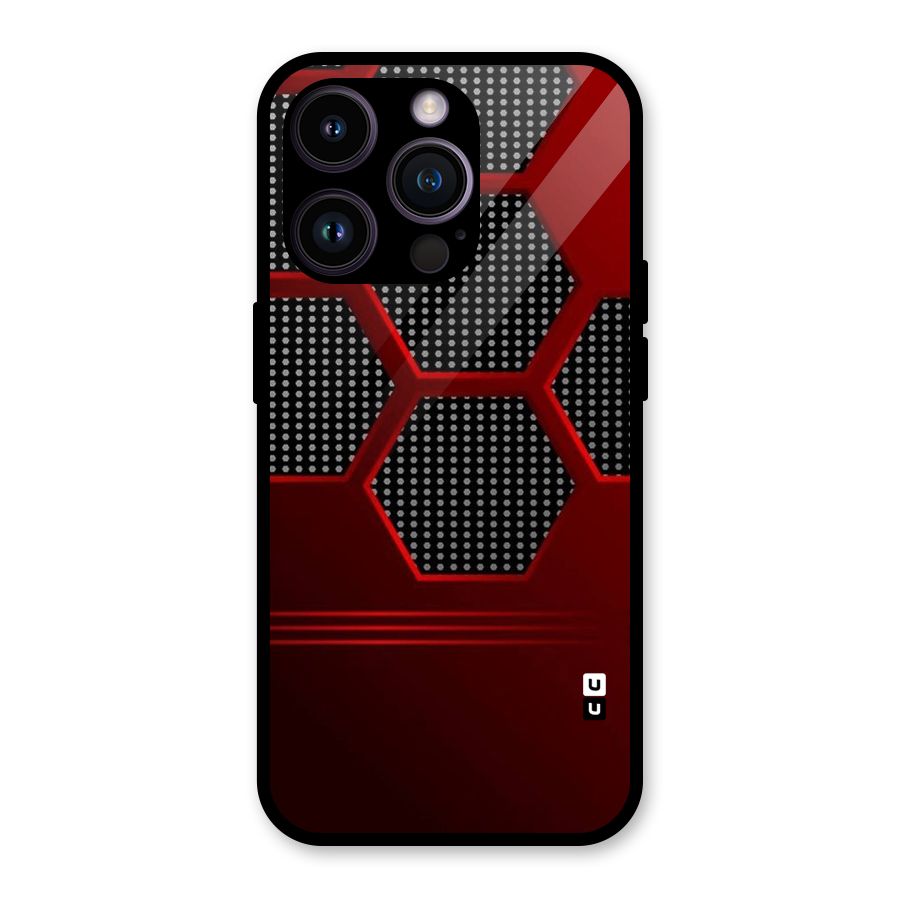 Red Black Hexagons Glass Back Case for iPhone 14 Pro