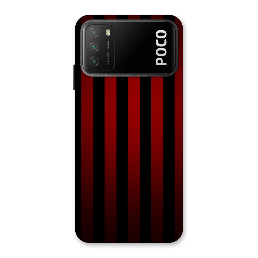 Red Black Stripes Back Case for Poco M3