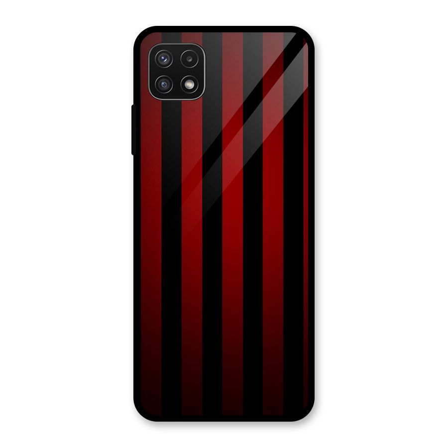 Red Black Stripes Glass Back Case for Galaxy A22 5G