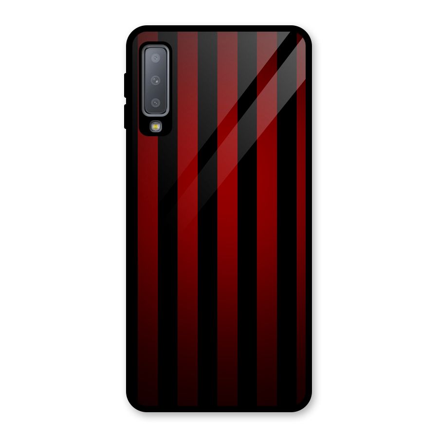 Red Black Stripes Glass Back Case for Galaxy A7 (2018)